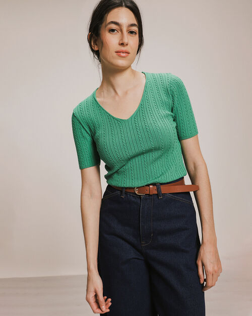 Top B&aacute;sico De Punto Verde